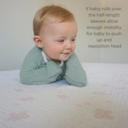 SwaddleDesigns Transitional Swaddle Sack, Cotton, Heathered Jadeite, 0-3mo | Arms Up Half-length Sleeve Partially Suppress Moro reflex, Most Gradual Transition Swaddle for Newborn, Safe for Rolling Baby