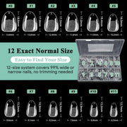 LEYKOSH Extra Short Almond Nail Tips, 216pcs Full Cover Soft Gel, 12 Sizes | 70-grit pre-sanded matte clear tips save filing time, with full-cover soft gel fit for DIY extensions and salon manicures.