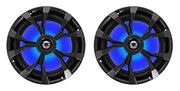 Rockville RKL80MB 8" Black 2-Way Marine Boat LED Speakers Pair | 900W Peak / 200W RMS, 4 Ohm, IP66 Waterproof, Red/Blue Beat-Sync LEDs, 40Hz-20kHz, Includes 16.4 Ft Wire and Grilles