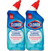 Clorox Toilet Bowl Cleaner Clinging Bleach Gel, Kills 99.9% of Bacteria and Viruses, Ocean Mist, 24 Fl Oz, Pack of 2
