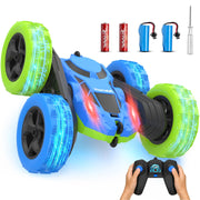 Hamdol Remote Control Car for Kids, 360° Rotating Double-Sided RC Car with LED Headlights, 4WD 2.4GHz Electric Rechargeable Toy Vehicle for Boys and Girls, Perfect Birthday