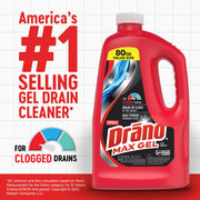 Drano Max Gel Drain Clog Remover & Cleaner, Safe for All Pipes, 80oz 2-Pack