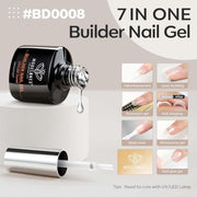 modelones Builder Nail Gel, 7-in-One Clear Builder for Nails, LED Cured | Color Rubber Base Gel Polish Coat Strengthener Thickening Extension Rhinestone Glue in a Bottle for DIY Home Salon
