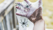 Happy Hippo Halloween Spider Web Decoration, 200 Square Feet & Plastic Spiders, Halloween Party Supplies, Spider Webs (Small, 200 Sq Feet) (8 Fake Spiders Included)