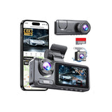Dash Cam Front and Rear with 3 Channel, 4K Full UHD Car Camera | Dash Camera for Cars with Free 32GB Card, WiFi & App Control, IR Night Vision, 24 Parking Mode, Loop Recording, G-Sensor