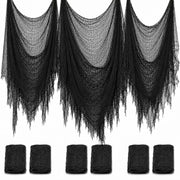 6 Pack Black Halloween Creepy Cloth, 30 x 72 Inch - Yobbai | Stretchy Cotton Gauze; Easy to Hang, Cut & Shape for Haunted Houses, Porches, Doorways, Mantels, Parties, Indoor or Outdoor