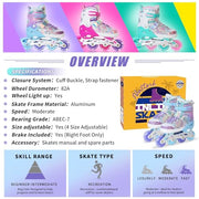 Nattork Girls Inline Skates for Kids Boys, 4 Sizes Adjustable Butterfly Blades Skates with All Light up Wheels - Birthday Gift for Indoor Outdoor Sports