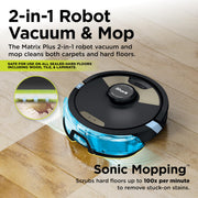 Shark Matrix Plus Robot Vacuum & Mop Combo, 60-Day Self-Emptying, AV2610WA | Matrix Clean Navigation for Carpet, Hard Floors & Pet Hair, HEPA, Sonic Mopping, Anti-Hair Wrap, LiDAR Mapping, Wi-Fi Control