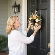 Sattiyrch 15" Wreath Hanger for Front Door, Over the Door Wreath Hook | No drilling or screws,closes normally,holds up to 22 lbs for everyday and seasonal wreaths.Black,1 Pack