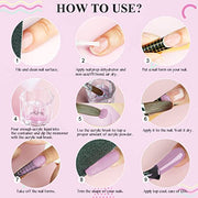 Saviland Acrylic Nail Starter Kit: Clear Pink Nude | Acrylic Powder & Liquid, Brush, Files, Forms, Press On Nails, Home Practice Set