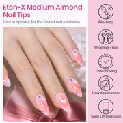 Beetles Medium Almond Nail Tips 576pcs 12 Sizes Pre-Etched Soft Gel Tips | Half Matte Full Cover Press on False Nail Tips Acrylic Nails DIY Extension Gift for Women