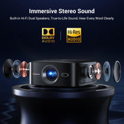 HAPPRUN 1500 ANSI 4K Decoding Outdoor Projector with Official Google TV | Smart Projector with WiFi and Bluetooth, Auto Focus & Keystone, Dolby Audio, Portable Home Theater for Indoor & Outdoor Movie