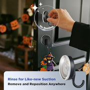 OUTXE Suction Cup Wreath Hanger, Upgraded Reef Hook | for Front Door/Glass Window/Over Door, Christmas/Thanksgiving/Halloween/July 4th/Easter/Spring/Summer/Fall (Black, 2-Pack)