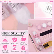 Saviland Acrylic Nail Starter Kit: Clear Pink Nude | Acrylic Powder & Liquid, Brush, Files, Forms, Press On Nails, Home Practice Set