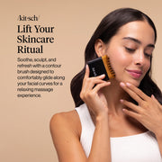 Kitsch Lymphatic Contour Face Brush - Facial Massage Brushes - Black | Hypoallergenic Bristles, Depuffing & Encourage Circulation, Lymphatic Face Brush for Skin Care, Ergonomic Contour Design