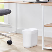 iDesign Small Slim Plastic Bathroom Trash Can, White | Bedroom, Office, Desk, Dorm
