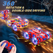 Spider Remote Control Car Headlight Double Sided Off-Road 360° Rotating Car | 2.4Ghz Rechargeable RC Stunt Car 4WD RC Drift Stunt Car for Boys Indoor Outdoor Toys 4-6 5-7 8-13