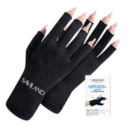 SAVILAND UPF200+ UV Gloves for Gel Manicures One Size Fit Most Black | Sun & UV Protection Anti UVA & UVB 999+, Fingerless Gloves, UV Light Gloves Prevent Hands from UV Harm
