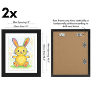 Americanflat 8.5x11 Changeable Kids Art Frame 2-Pack - Black | Holds 100 art pieces, magnetic front door, built-in keyholes for wall display, stores finished artwork
