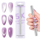 SAVILAND 5X Strong Cat Eye Magnet Dual-Ended Nail Magnet Stick | Neodymium Cat Eye Gel Nail Polish Magnet, Ergonomic Magnetic Nail Wand, 3D Cateye Nails, Cat-Eye Effect for Nail Art