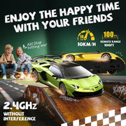 AEROQUEST 1:24 Lamborghini Remote Control Car （Aventador SVJ-Green） | Officially Licensed,Birthday Gift,Toys for ages 3-8,Electric Sport Racing,front-light ,2.4GHz-supports multi-play