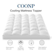 COONP Queen Mattress Topper, Cotton Extra Thick Pillow Top Mattress Pad | 100% Cotton Top Bed Topper Protector, Cooling Mattress Cover for Back Pain, Soft Breathable for Hot Sleeper, White