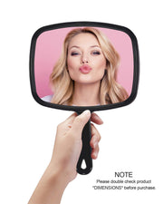 Gladmart 10.3" L x 7.4" W Hand Mirror for Home and Barber, Black | Hand Mirrors with Handle, Barber Accessories, Hair Salon Supplies, Distortion-Free Glass, Makeup Mirror for Women Men