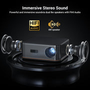 HAPPRUN 2000 ANSI 4K Decoding Projector with WiFi and Bluetooth, Auto Focus | 300'' Display for Indoor/Outdoor, Portable Home Theater, Smart Movie Projector Compatible with Phone/TV Stick/PC/PS5