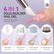 SAVILAND 60g Solid Builder Nail Gel Non-Sticky Sculpting Gel for Nail Art | 3d Sculpting Molding Gel for Carving Pattern Extension, Clay like Texture with Sequins Chrome Powder, Nail Art Home Manicure
