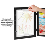 Americanflat 8.5x11 Changeable Kids Art Frame 2-Pack - Black | Holds 100 art pieces, magnetic front door, built-in keyholes for wall display, stores finished artwork