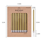 PHD CAKE Gold Long Thin Metallic Birthday Candles, Cake Candles, Birthday Parties, Wedding Decorations, Party Candles, Cake Decorations