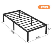 Hafenpo 14 Inch Twin Bed Frame, Under Bed Storage, Black | Sturdy Metal Platform Twin Size, No Box Spring Needed, Heavy Duty, Easy Assembly, Strong Bearing Capacity