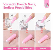 SAVILAND French Tip Tool Silicone Nail Stamper 4PCS | Long & Short Silicone Nail Stamp with Scrapers, Fast Easy French Nails, Nail Stuff for French Manicure Home DIY Salon
