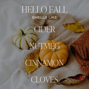 Sweet Water Decor Hello Fall Candle, 9oz Amber Jar, Autumn Scents for Home | Hot Cider, Cinnamon, Cloves, & Nutmeg Soy Wax Scent Notes, 40+ Hour Burn Time, Glass Jar, Black Lid, Thanksgiving & Halloween