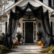 600 x 80 in Halloween Creepy Cloth for Yard and Outdoor Decorations, Black | Large Scary Gauze Cheesecloth for Creating Spooky Fabric Displays in Haunted Houses, Parties, Walls, Doorways and Windows
