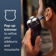 Philips Norelco 2400 Series Electric Shaver, Deep Black | 27 Self Sharpening ComfortCut Blades, 4D Flex Heads, Wet or Dry Use, 2-Year Blade Life, Pop-up Trimmer, X3001/90