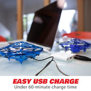 Force1 Scoot Hand Operated Drone for Kids or Adults - Hands Free Motion Sensor Mini Drones, Easy LED Indoor Rechargeable UFO Toy Flying Orb Ball Drone Toys for Boys and Girls (Blue)