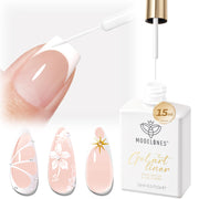 modelones White French Tip Liner Gel Polish 15ml with Precision Brush | High-Pigment Color Nail Art Gel Paint Crisp Swirl Fine Line Design Beginner Friendly Long Lasting Soak Off U V Cure Manicure