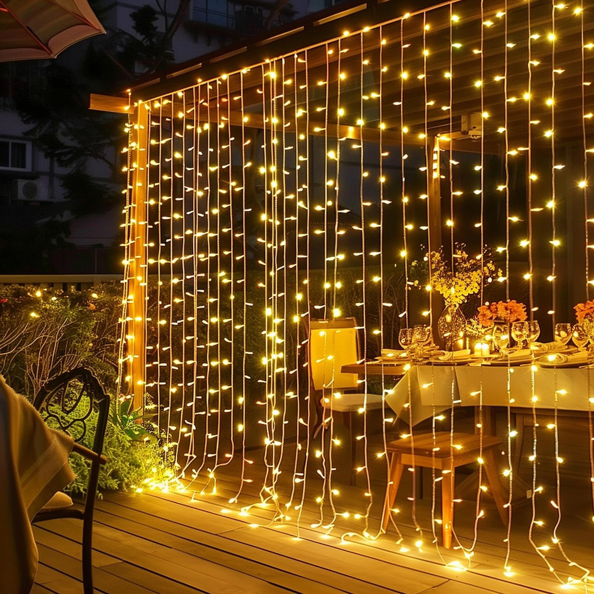 Dazzle Bright 300 LED Curtain Lights, Plug in Fairy Curtain Lights for Bedroom, Christmas Hanging String Lights Outdoor for Window Backdrop Wall Wedding Patio Indoor Dorm Party Decor, Warm White