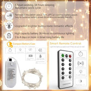 6 Pack Fairy Lights Battery Operated With Timer,2 Remotes,20 LED Warm White | 6.5ft Twinkle Lights,Waterproof Silver Wire Firefly Lights DIY Mason Jar Wedding Party Christmas Centerpiece Table Deco