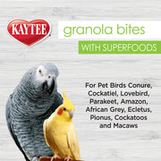 Kaytee Granola Bites with Super Foods Spinach and Kale for Pet Birds, Conure, Cockatiel, Lovebird, Parakeet, Amazon, African Grey, Ecletus, Pionus, Cockatoos and Macaws, 4.50 Ounce (Pack of 1)