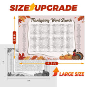 WBCPATY Giant Thanksgiving Word Search Poster, 53" X 36" Jumbo Holiday Word Find Wall Poster, Wall Game with 64 Words for Family Holiday Party Activity