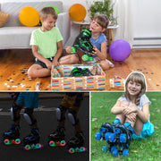 Kids Roller Skates for Boys - Green for Toddler Little Kids Age 4 5 6 7- Adjustable All Light up Wheels Indoor Outdoor Sports Birthday Gift for Son and Grandson