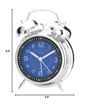 Peakeep Loud Alarm Clock for Heavy Sleepers Adults, Metal 4 Inches | Twin Bell Battery Operated Analog Alarm Clocks for Bedrooms Kids' Room Decoration (Jewel Blue)