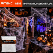 Piteno® 1200 sqft Spider Webs Halloween Decorations with 40 Fake Spiders, Stretchable Halloween Spider Webs for Indoor Outdoor Haunted House Yard Porch Party Decor (White)