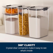 Rubbermaid Brilliance 12-Cup Airtight Food Storage Container, Perfect for Pantry Staples, Clear/Grey
