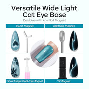 Modelones Cat Eye Magnet 5D Nail Magnet for Cateye Gel Polish Nail Stuff | White 360°Rotating Automatic Cat Eye Magnet Tool, U-Shaped&Ball Magnet&Hole&Heart Magnets for Glass Bead Nail Art