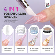 SAVILAND 60g Solid Builder Nail Gel Non-Sticky Sculpting Gel for Nail Art | 3d Sculpting Molding Gel for Carving Pattern Extension, Clay like Texture with Sequins Chrome Powder, Nail Art Home Manicure