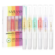 SAVILAND Natural Cuticle Oil Pen 6Pcs Vitamin E for Damaged Thin Nails | Revitalizing Cuticle Softener, Overnight Repair, Nail Strengthener, Plant-Based Jojoba & Olive Oil, Mess-Free Pen Applicator