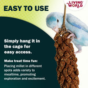 Living World Millet Spray for Birds - 3.5 oz Bag | 100% Natural, Wild-Harvested, Premium Treat - Spray Millet for Budgies, Canaries, Finches, Cockatiels & Other Pet Birds